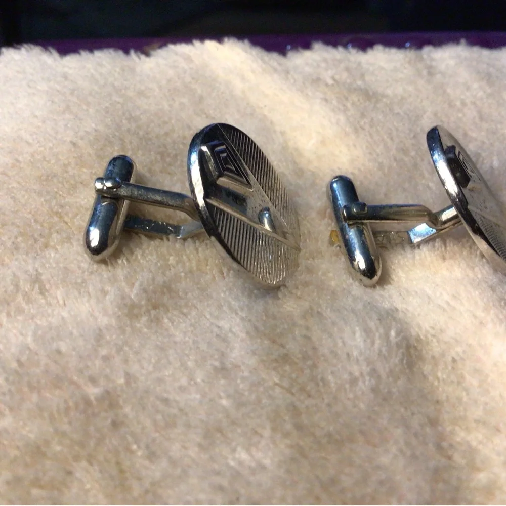 SWANK Silver-Tone Textured Round Cufflinks